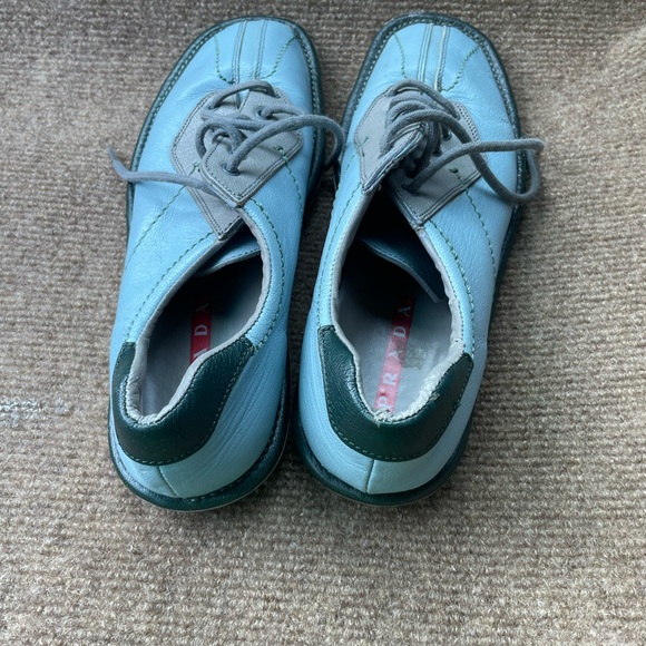 PRADA Light Blue Leather Women’s Lace-Up Shoes - Picture 3 of 8